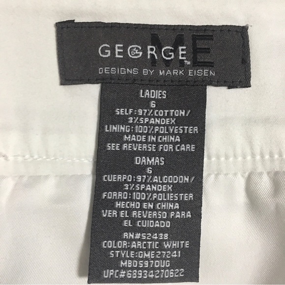 White Y2K Pleated lined Skirt George ME Mark Eisen Cotton blend 6 Side Zip EUC - Picture 8 of 13